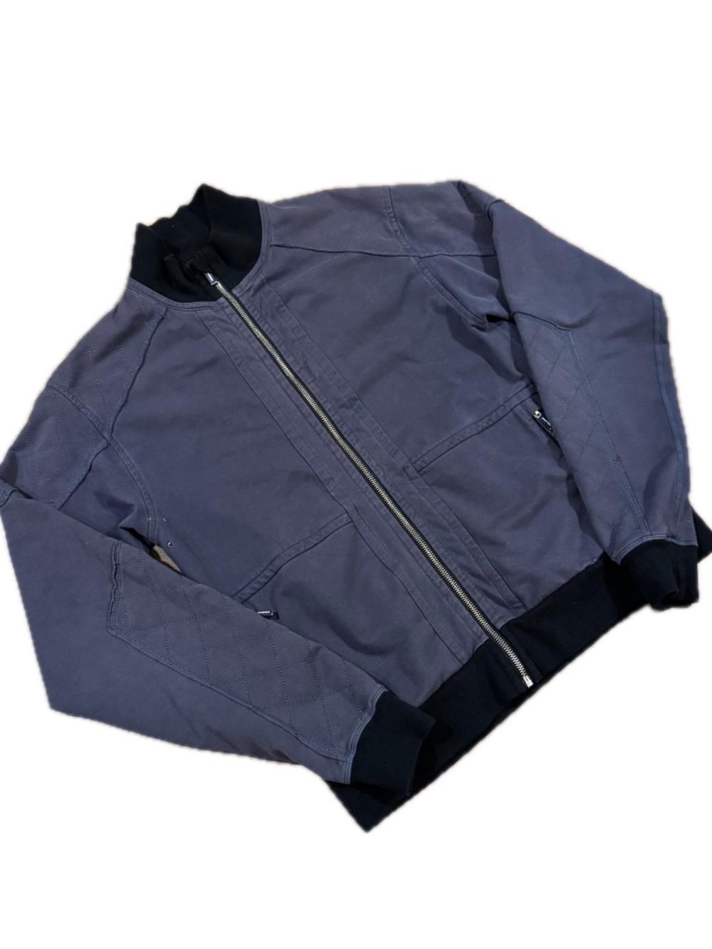 Lululemon Mens Garment Dyed Navy Blue Cotton Stretch Reverse Seam Jacket S